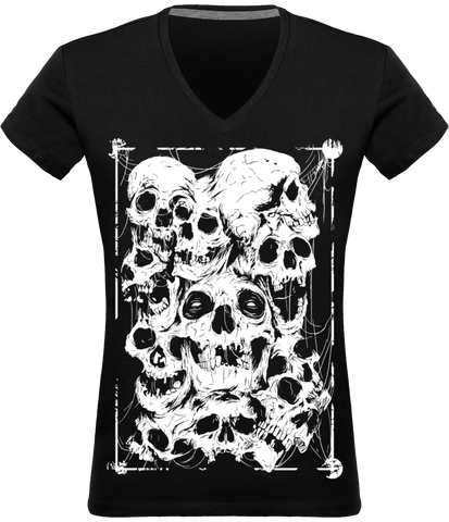 T-shirt Col V Femme Skull Wall